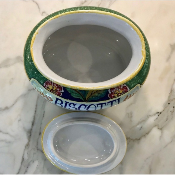 ITALIAN HANDMADE PAINTED FRUIT BISCOTTI JAR NEW! - Picture 13 of 14